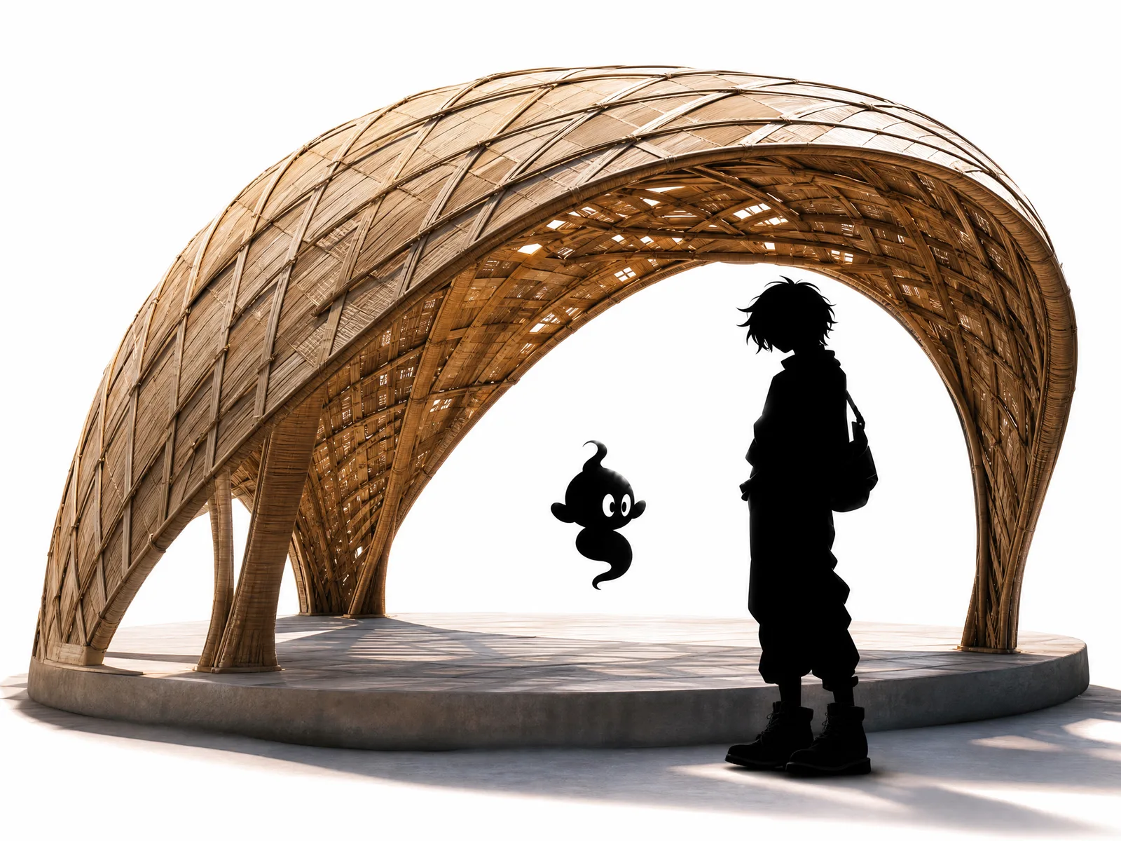 London bamboo pavilion draws on pangolins, shields and knups