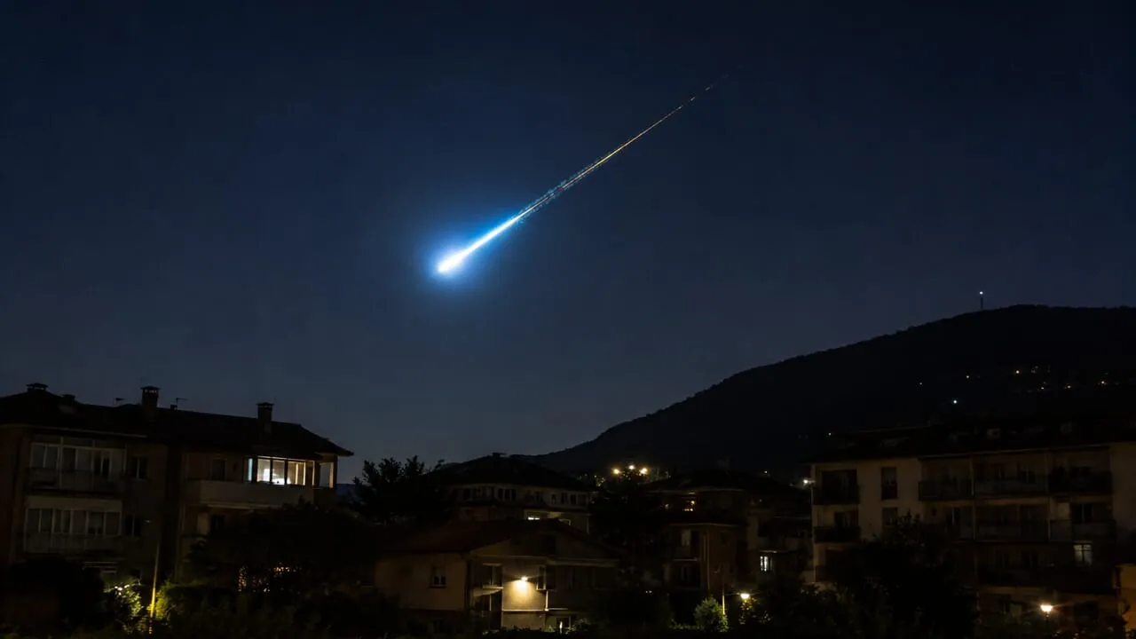 A bright fireball crosses the sky, also reported near Como