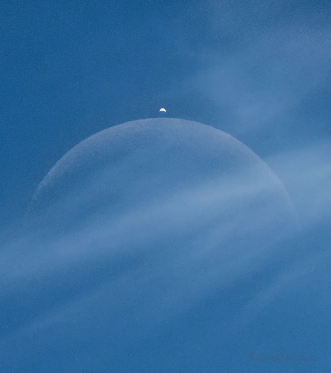 The Moon hides Venus in broad daylight in an image shared by NASA