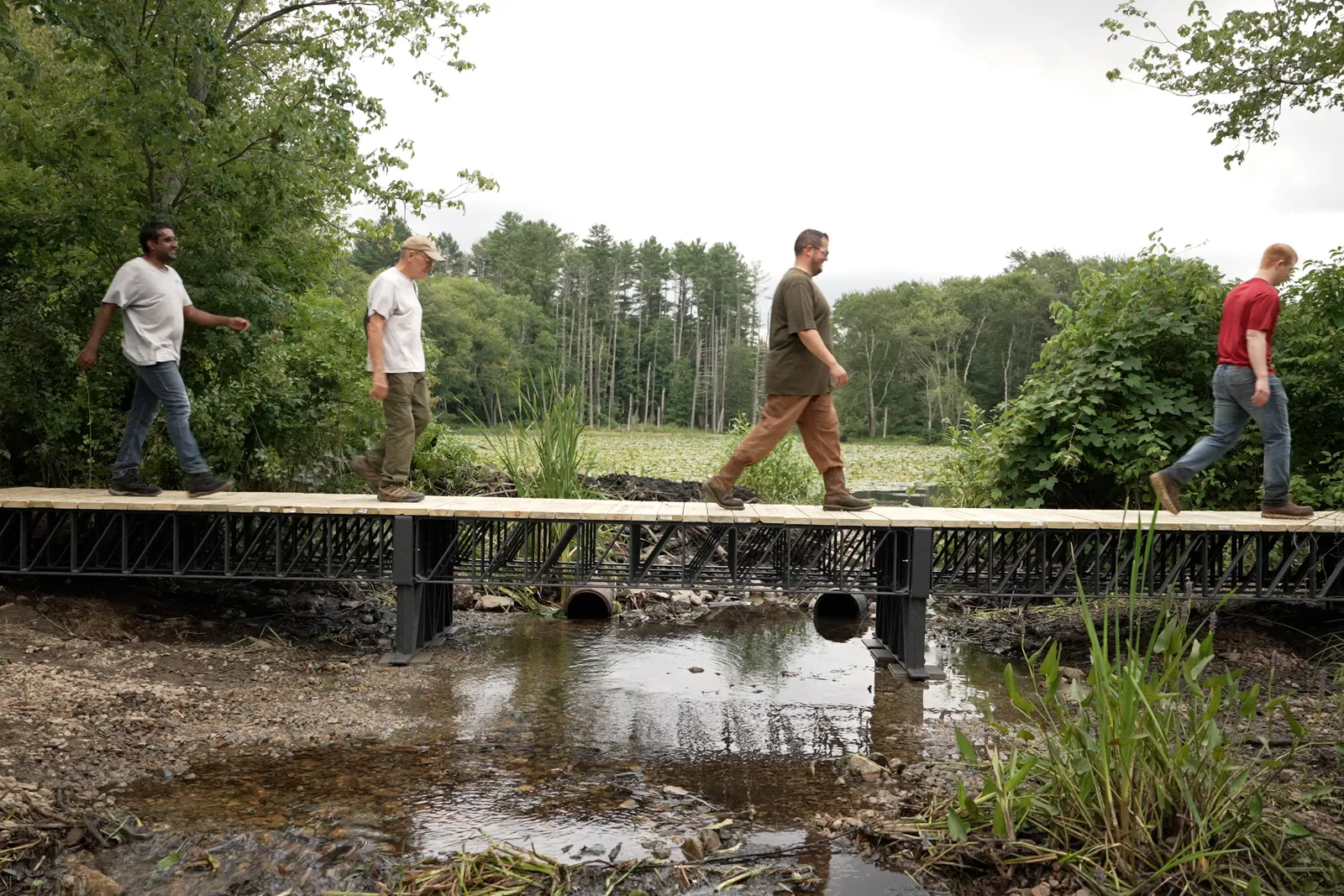 Recycled single-use plastic used in beams for a Massachusetts bridge